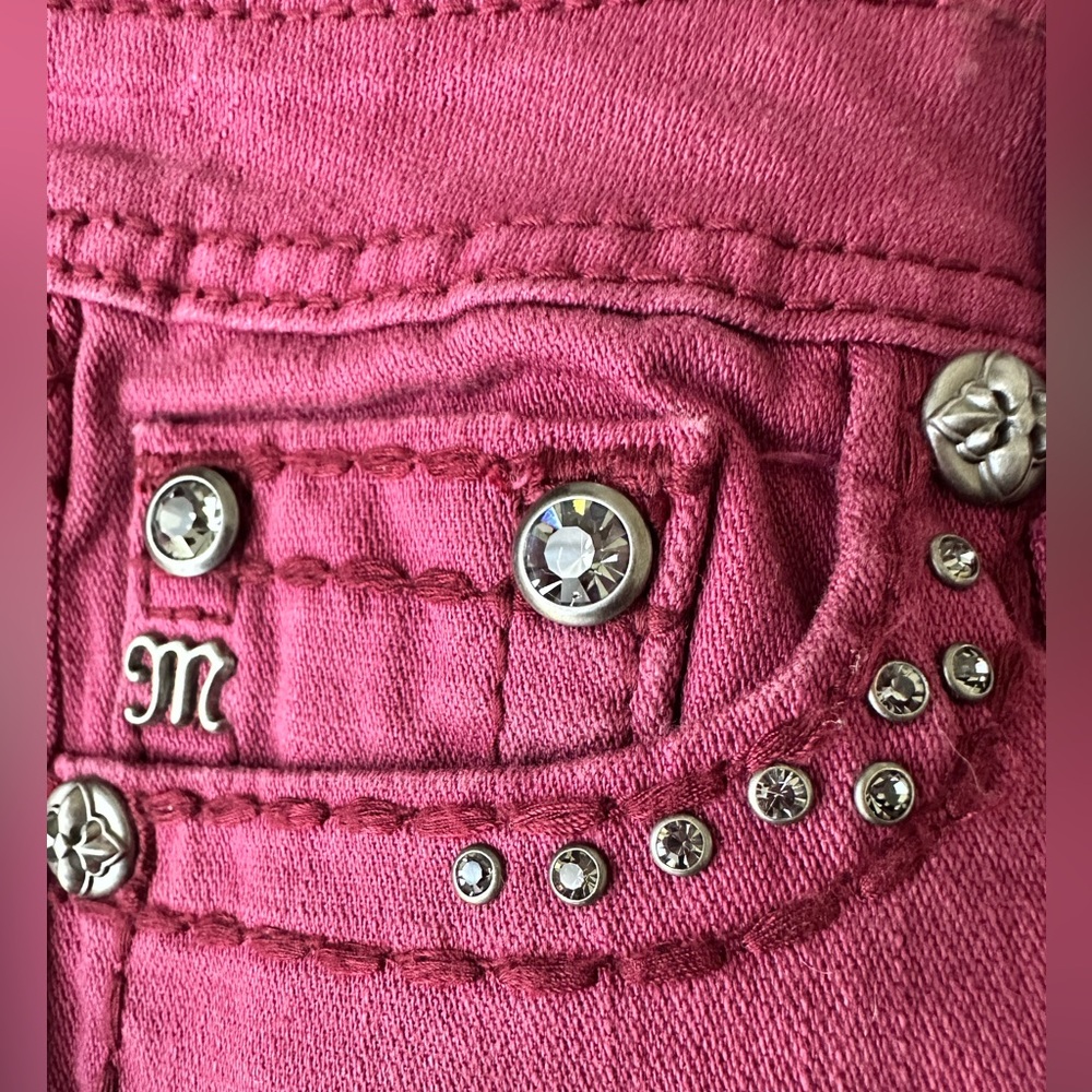 Miss Me Girls Magenta Jeans with Embellishments - Picture 4 of 7